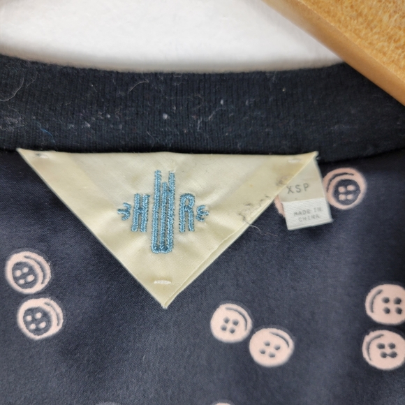 Anthropologie Monogram HWR Button Print Long Sleeve Open Front Cardigan - Picture 6 of 9